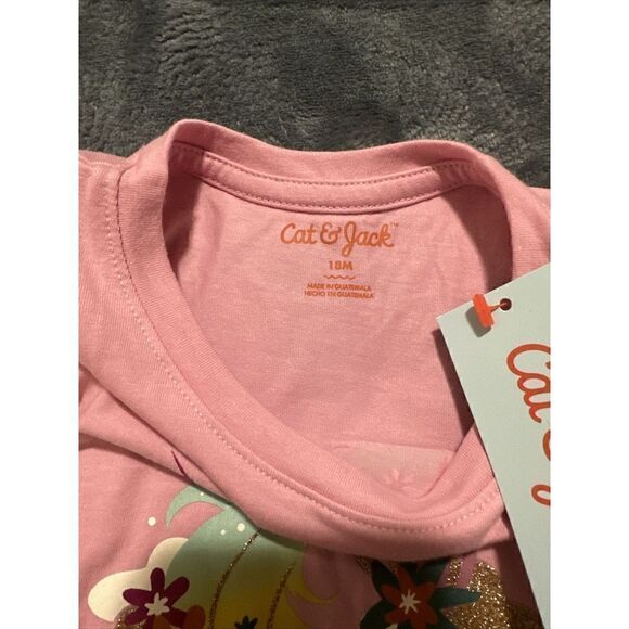 Toddler Girls' Rainbow Unicorn Long Sleeve T-Shirt Cat & Jack Pink 18m. P - Picture 3 of 4